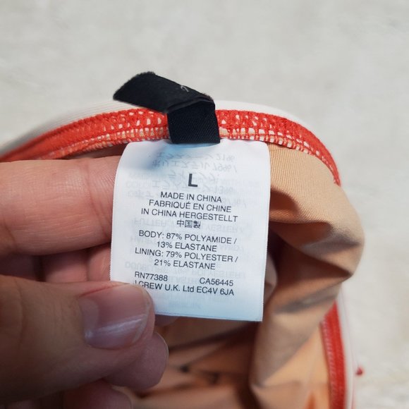 J. Crew Red White Stripe High Rise 2 Pc Swimsuit Bathing Suit Bikini Set Women L - Picture 9 of 9